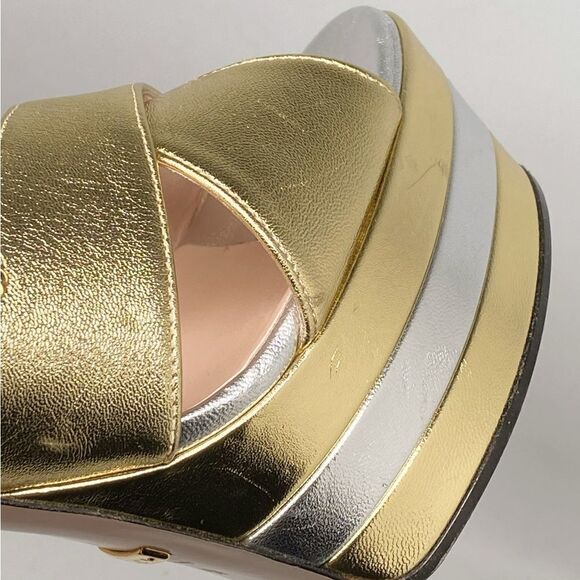 Gucci Women's Crisscross High Heel Platform Sandals size 40 - Picture 13 of 16